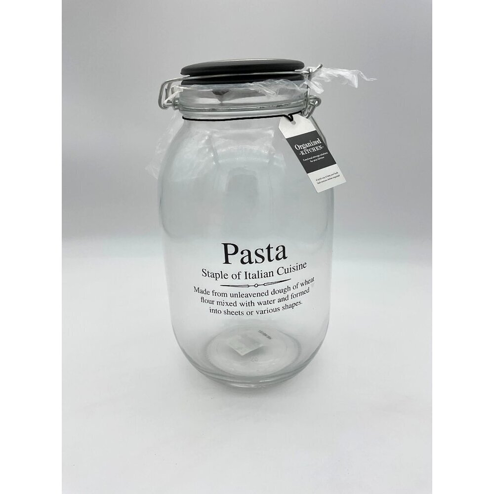 Global Amici Webster 105 oz Hermetic Clear Glass Pasta Jar XL Metal Lid & Clamp